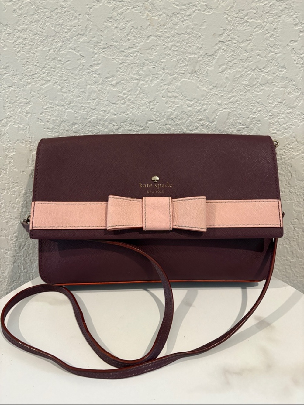 kate spade Plum and Pink Bow Crossbody Bag